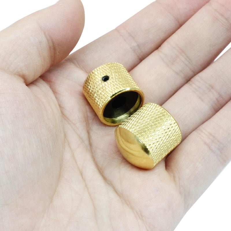 Dijedev 4 Pcs Metal Guitar Knobs, Volume Tone Control Knobs, Dome Knobs Replacement Parts, Knurled Guitar Knob for Electric Guitar and Bass Players (Gold) - Image 4
